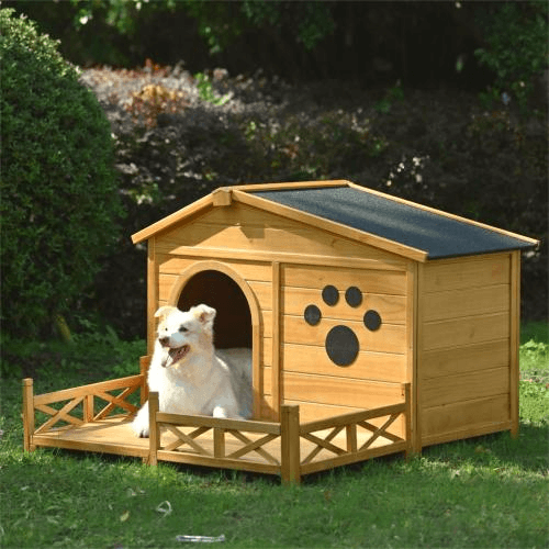 Wooden Outdoor Dog House with Porch