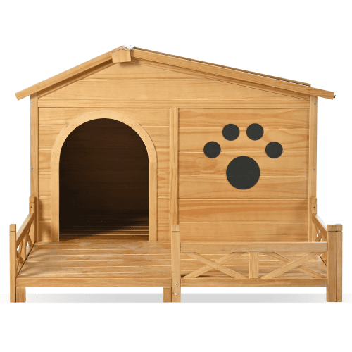 Wooden Outdoor Dog House with Porch view 3