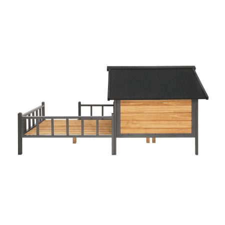 Large Cabin Style Wooden Kennel with Porch view 3