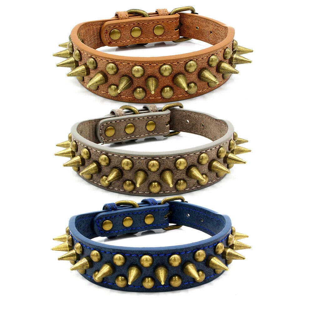 Studded Spiked Leather Collar — Large Dogs view 2