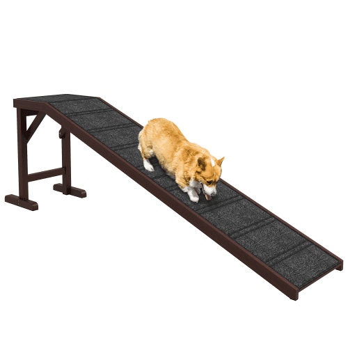 PawHut Dog Ramp for Bed — Brown view 2