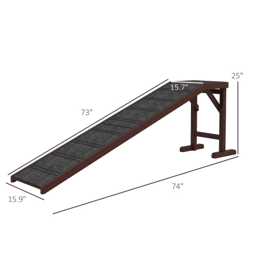 PawHut Dog Ramp for Bed — Brown view 3