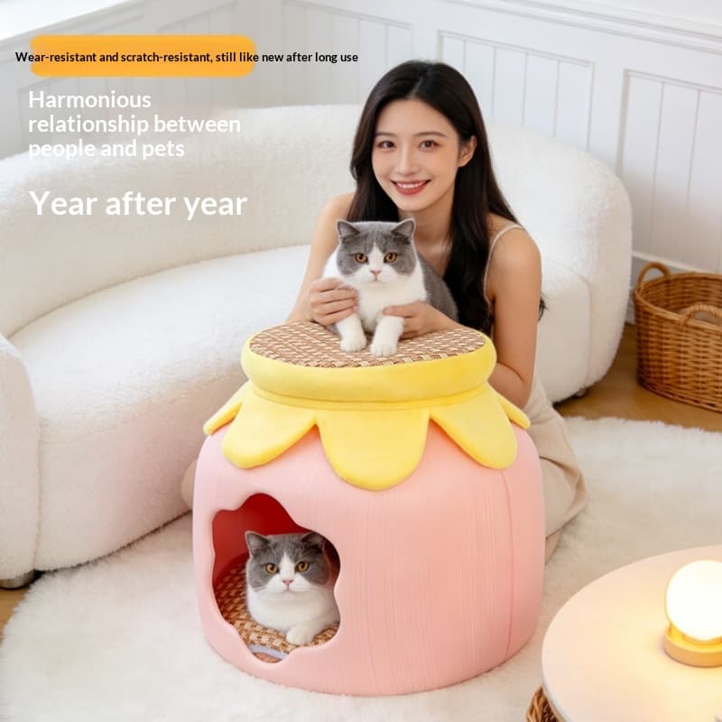 All-in-One Cat Bed with Cooling Mat